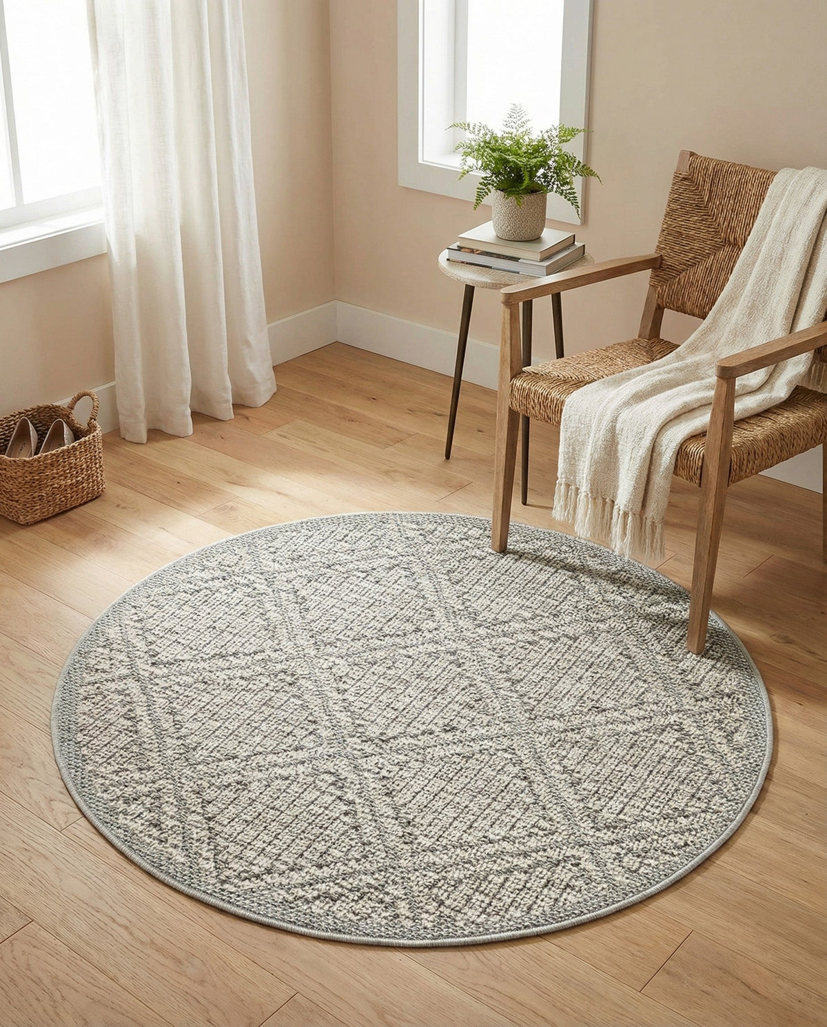 Savannah Pergola Collection Area Rug -  Eden Round Light Gray  lifestyle 149