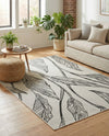 Seaside Blooms Collection Area Rug -  Evergreen (Charcoal Ivory) Rectangle Charcoal Ivory  lifestyle 11