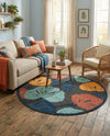 Caribbean Terrace Collection Area Rug -  Grenada Round Charcoal  lifestyle 83