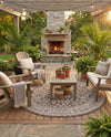 Tribal Terrace Treasures Collection Area Rug -  Incan Isle (Brown) Round Brown  lifestyle 26