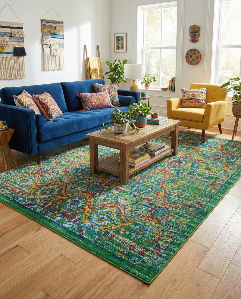 Caribbean Cove Collection Area Rug -  Dominica Rectangle Green  lifestyle 14