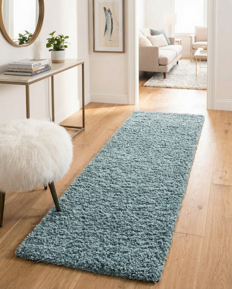 Plush Oasis Collection Area Rug - Serenity (Light Slate Blue) Runner Light Slate Blue  lifestyle 34