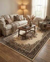 Tabriz Tapestry Collection Area Rug - Azerbaijan (Ivory) Rectangle Ivory  lifestyle 7