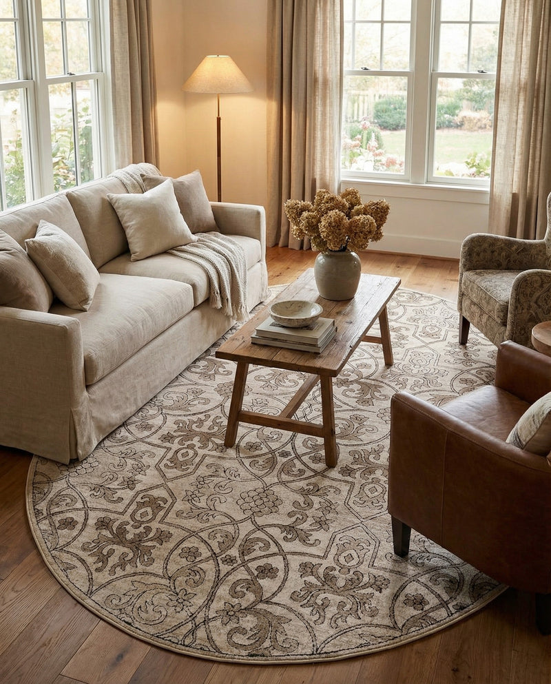 Andes Summit Collection Area Rug -  Merida Oval Dark Beige  lifestyle 53