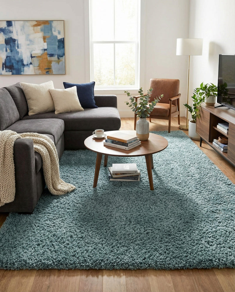 Plush Oasis Collection Area Rug - Serenity (Light Slate Blue) Rectangle Light Slate Blue  lifestyle 9