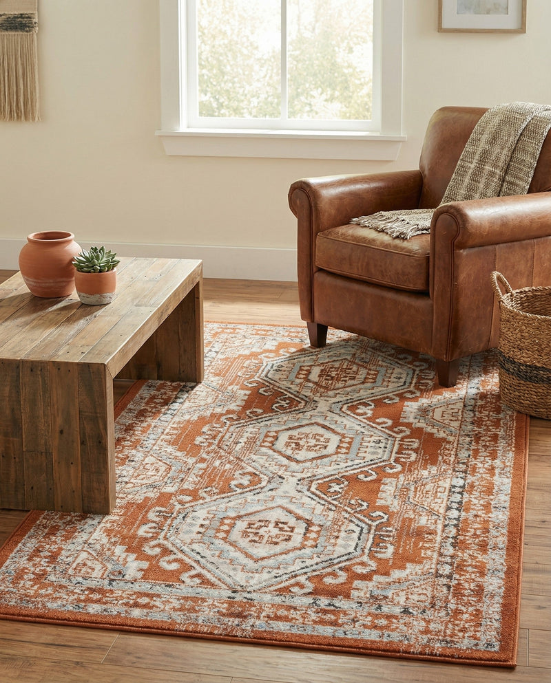 Savannah Elegance Collection Area Rug -  Tybee (Terracotta) Rectangle Terracotta  lifestyle 29