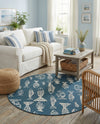 Seaside Haven Rugs Collection Area Rug -  Oceanview Round Blue  lifestyle 30