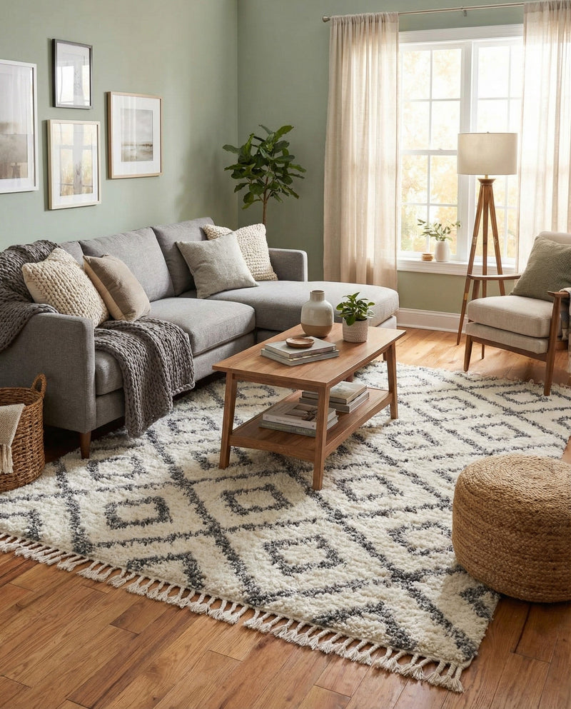 Cozy Cove Shag Collection Area Rug -  Dunes Rectangle Ivory  lifestyle 14