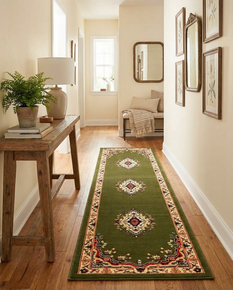 Tabriz Tapestry Collection Area Rug - Azerbaijan (Green) Runner Green  lifestyle 52
