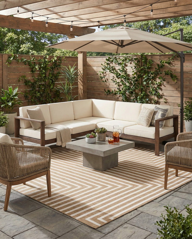 Urban Terrace Collection Area Rug -  Astoria (Taupe) Square Taupe  lifestyle 54