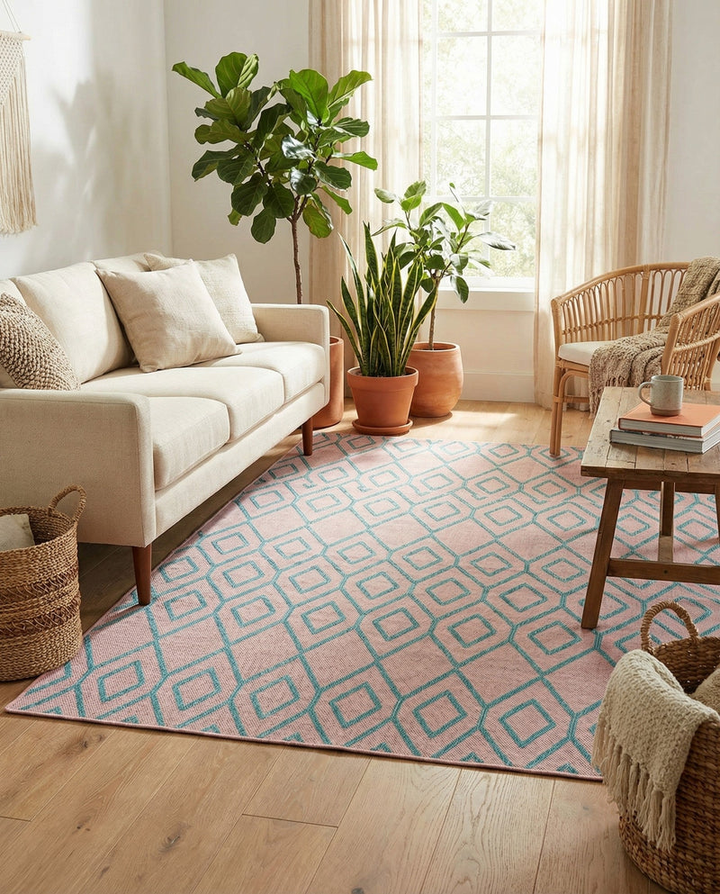 Urban Oasis Rugs Collection Area Rug -  Boulevard (Pink and Aqua) Rectangle Pink and Aqua  lifestyle 14
