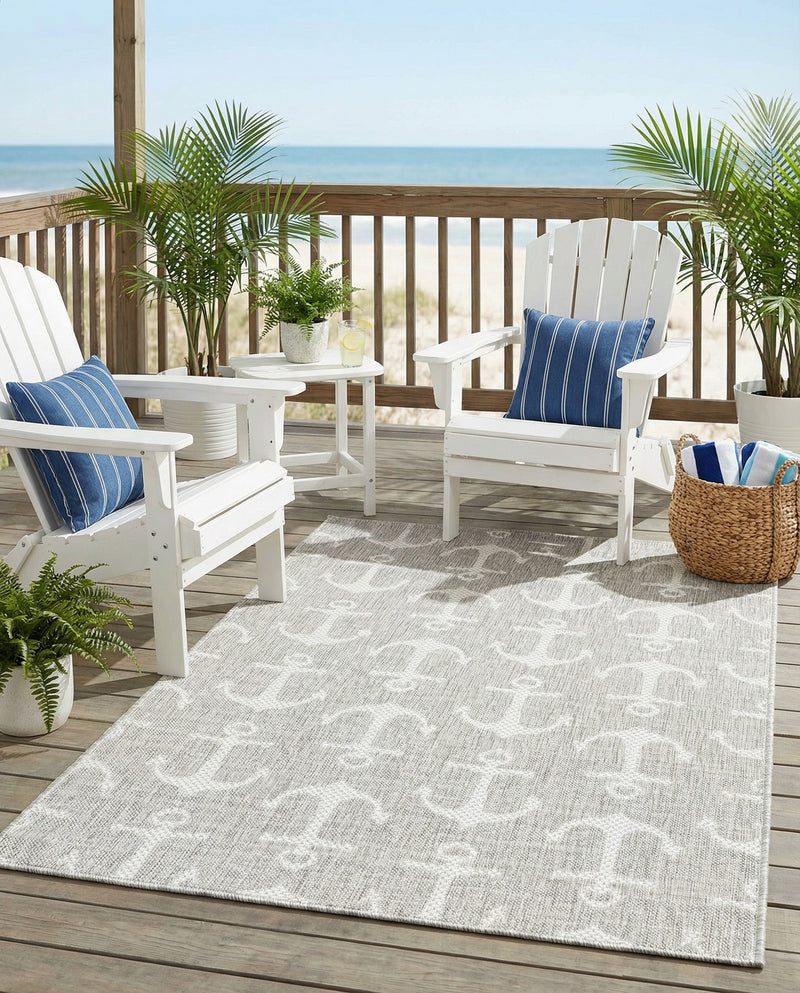 Seaside Haven Rugs Collection Area Rug - Sapphire (Gray) Rectangle Gray  lifestyle 25
