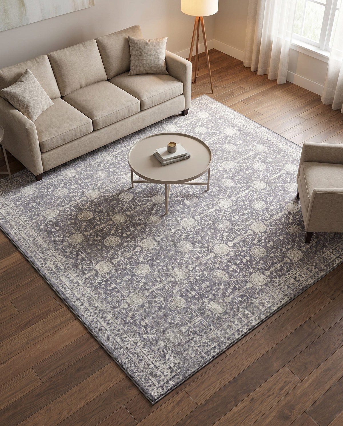 Heritage Elegance Collection Area Rug -  Chatsworth Square Gray  lifestyle 129