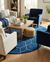Trellis Mosaic Collection Area Rug - Arborville (Navy Blue) Oval Navy Blue  lifestyle 49