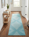 Seychelles Stripes Collection Area Rug - Mahe (Light Blue) Runner Light Blue  lifestyle 34