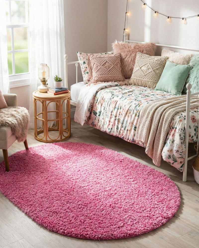 Plush Oasis Collection Area Rug - Serenity (Taffy Pink) Oval Taffy Pink  lifestyle 54