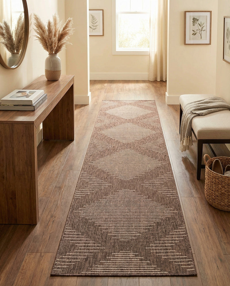 Urban Terrace Collection Area Rug -  Chelsea (Brown) Runner Brown  lifestyle 81