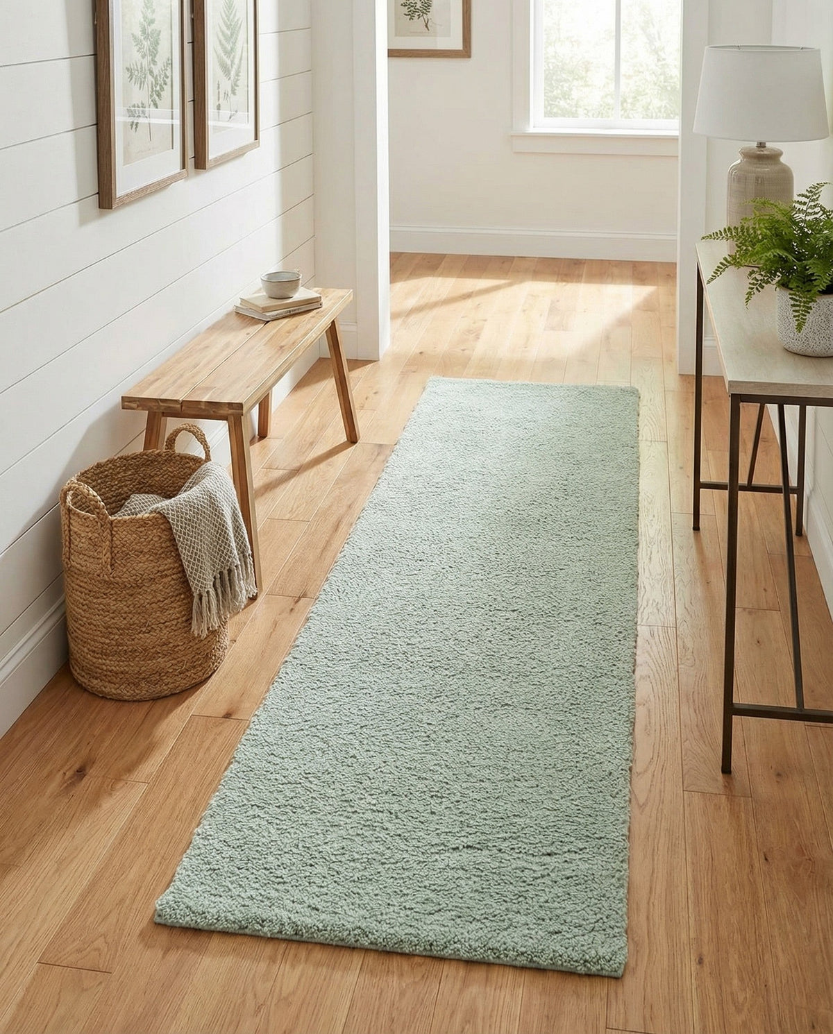 Solid Shag Seaside Collection Area Rug - Azure Cove (Sea Salt Blue) Runner Sea Salt Blue  lifestyle 40