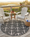 Seaside Haven Rugs Collection Area Rug - Sapphire (Charcoal) Round Charcoal  lifestyle 35