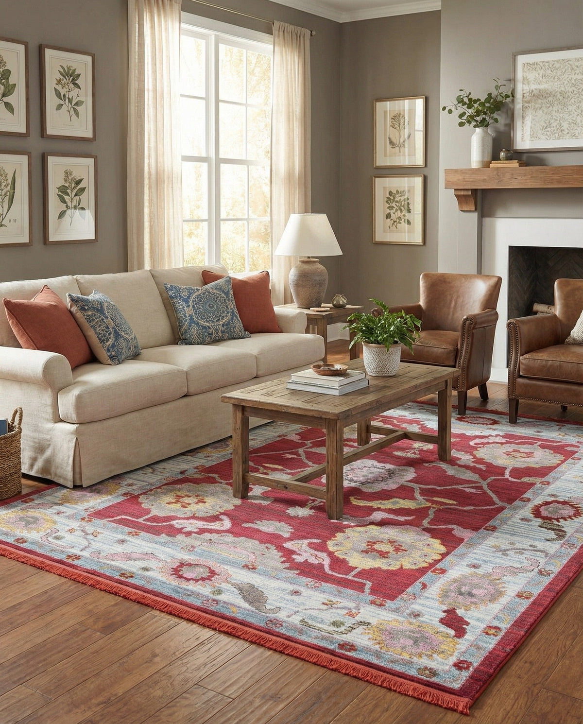 Arcadia Rugs Collection Area Rug - Eden (Red) Rectangle Red  lifestyle 3