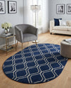 Hollywood Luxe Collection Area Rug - Sunset (Navy Blue Silver) Oval Navy Blue Silver  lifestyle 55
