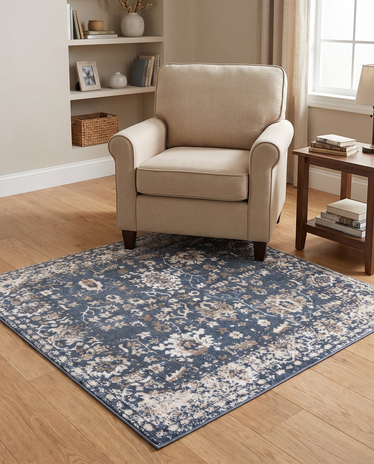 Cascade Range Collection Area Rug -  Shasta (Blue) Square Blue  lifestyle 135