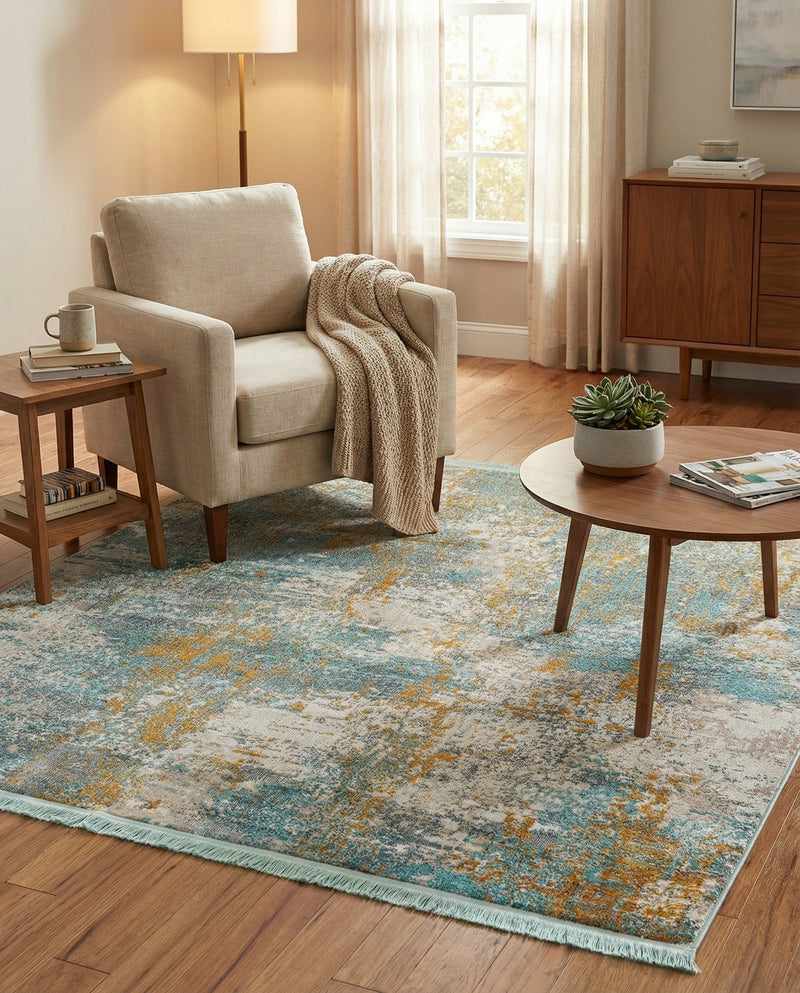 Arcadia Rugs Collection Area Rug -  Nirvana Square Cream Blue  lifestyle 66