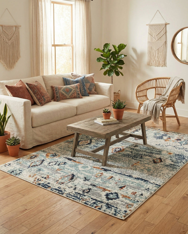 Tangier Treasures Collection Area Rug - Casablanca Rectangle Light Blue  lifestyle 16