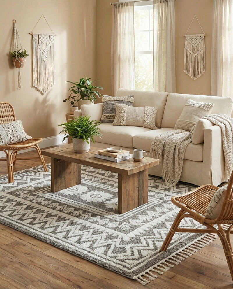 Sahara Chic Collection Area Rug -  Tangier Rectangle Gray  lifestyle 26