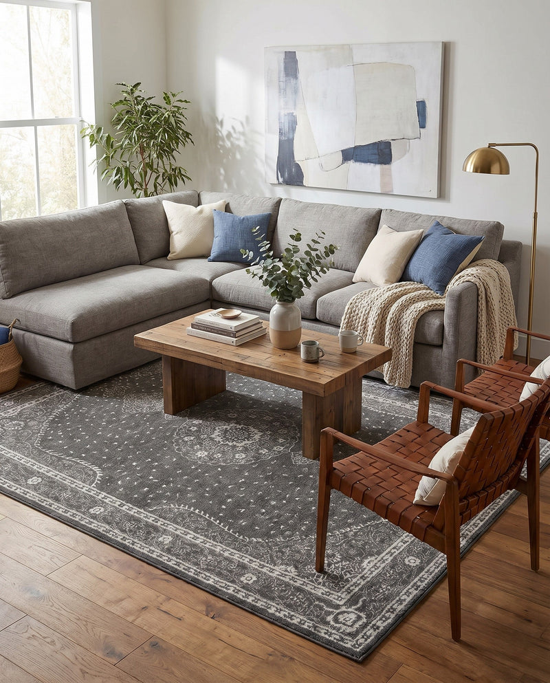 Dover Terrace Collection Area Rug - Marina (Dark Gray) Rectangle Dark Gray  lifestyle 23
