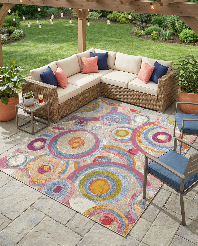 Urban Terrace Collection Area Rug -  Plaza Square Multi  lifestyle 76