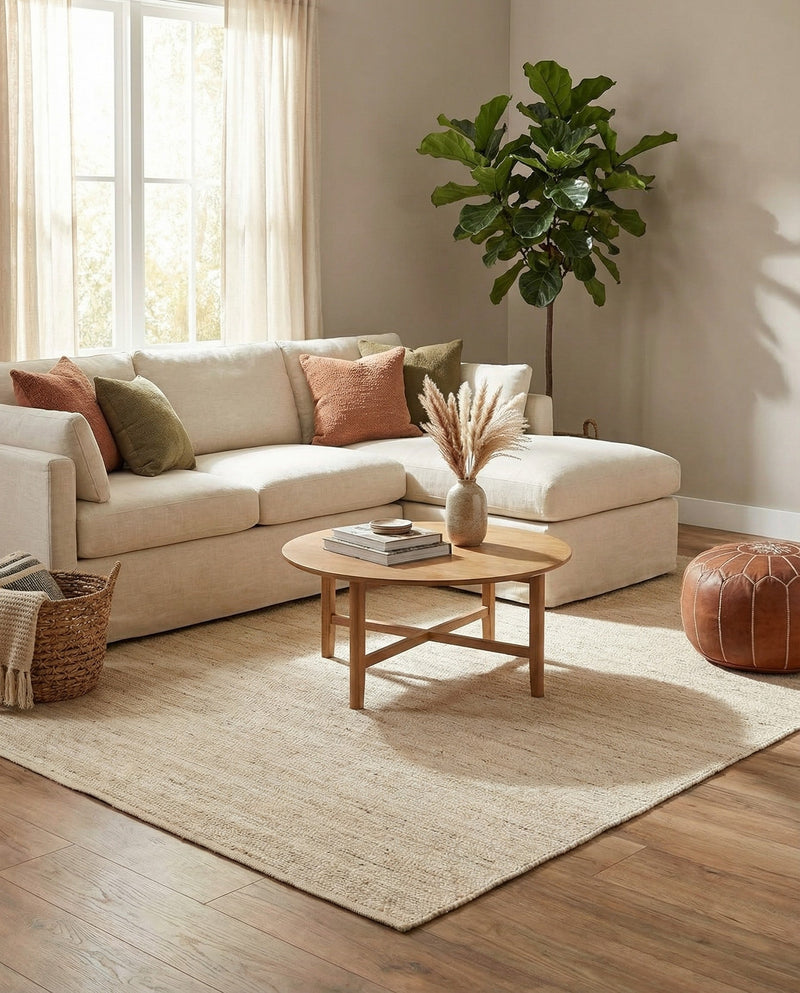 Woven Seaside Jute Collection Area Rug - Savannah (White) Rectangle White  lifestyle 22