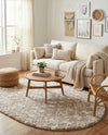 Berber Lattice Shag Collection Area Rug - Atlas (Light Brown) Oval Light Brown  lifestyle 30
