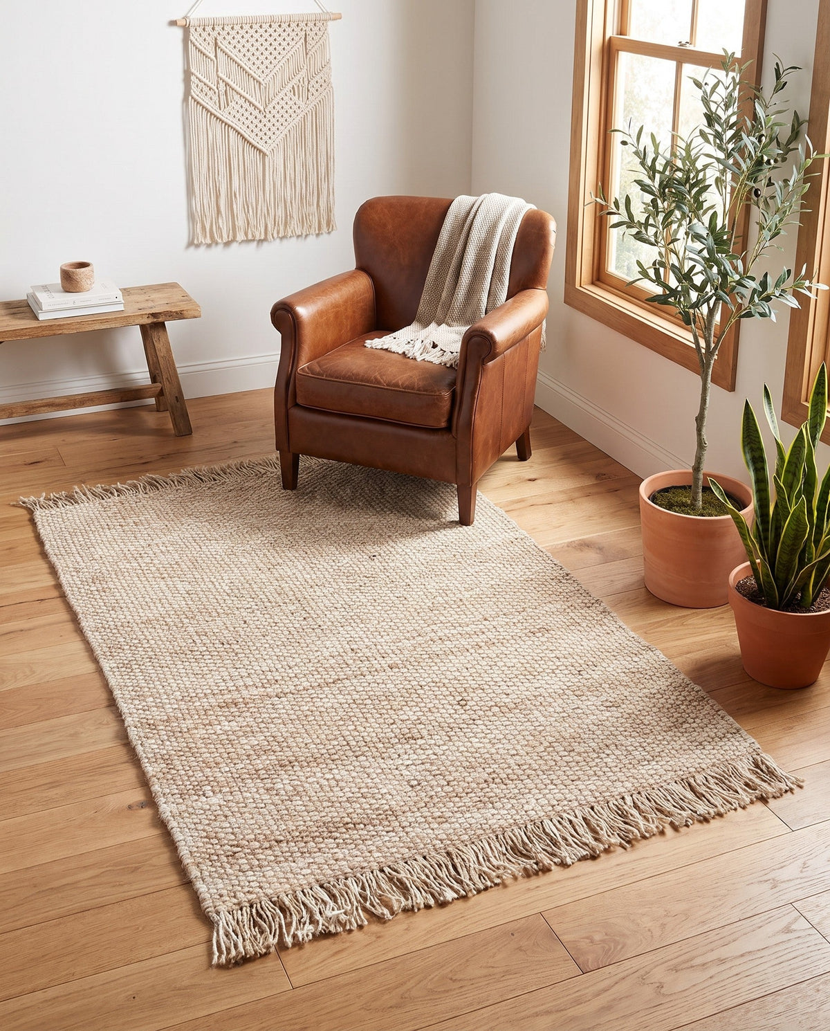 Savannah Jute Collection Area Rug - Seashore Rectangle Ivory  lifestyle 61