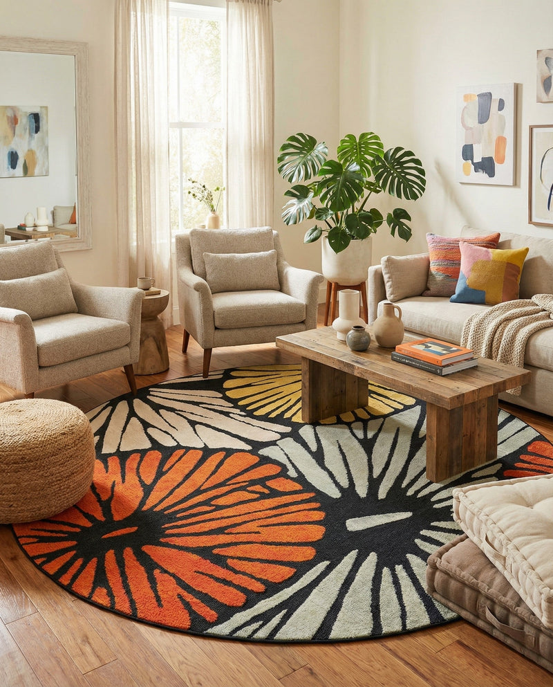 Outdoor Marrakesh Collection Area Rug -  Tetouan Round Multi  lifestyle 74