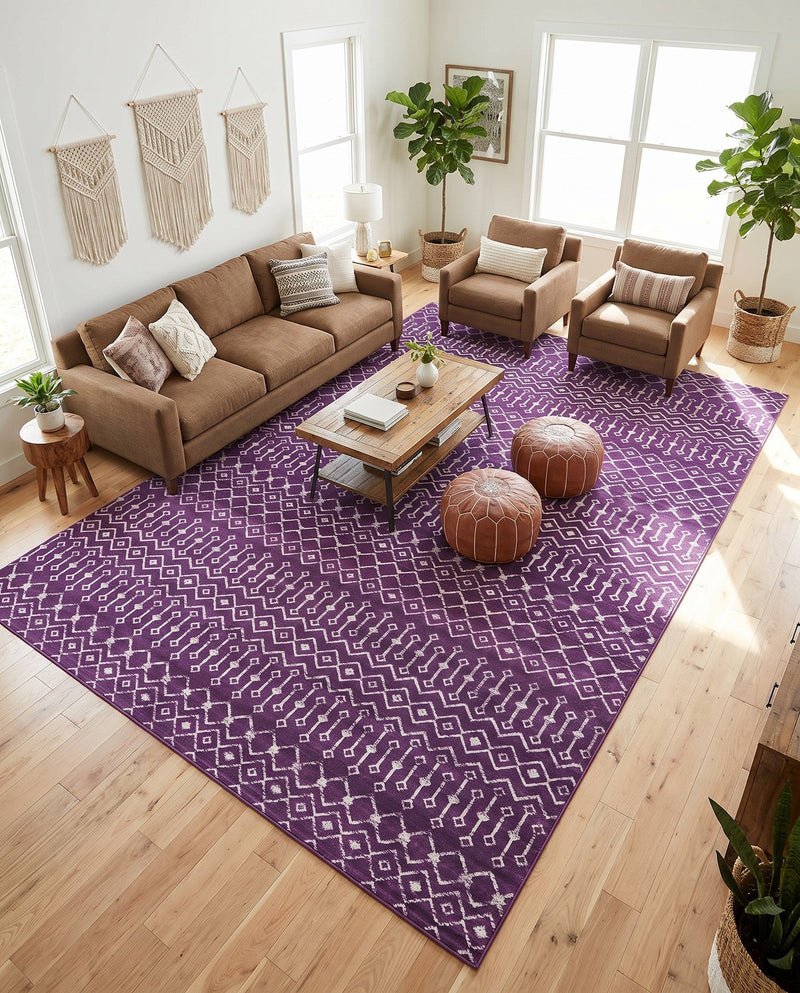 Marrakech Lattice Collection Area Rug - Medina (Violet) Rectangle Violet  lifestyle 13