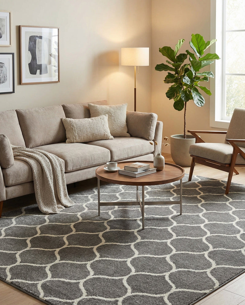 Trellis Mosaic Collection Area Rug -  Pergolatown (Dark Gray) Rectangle Dark Gray  lifestyle 7