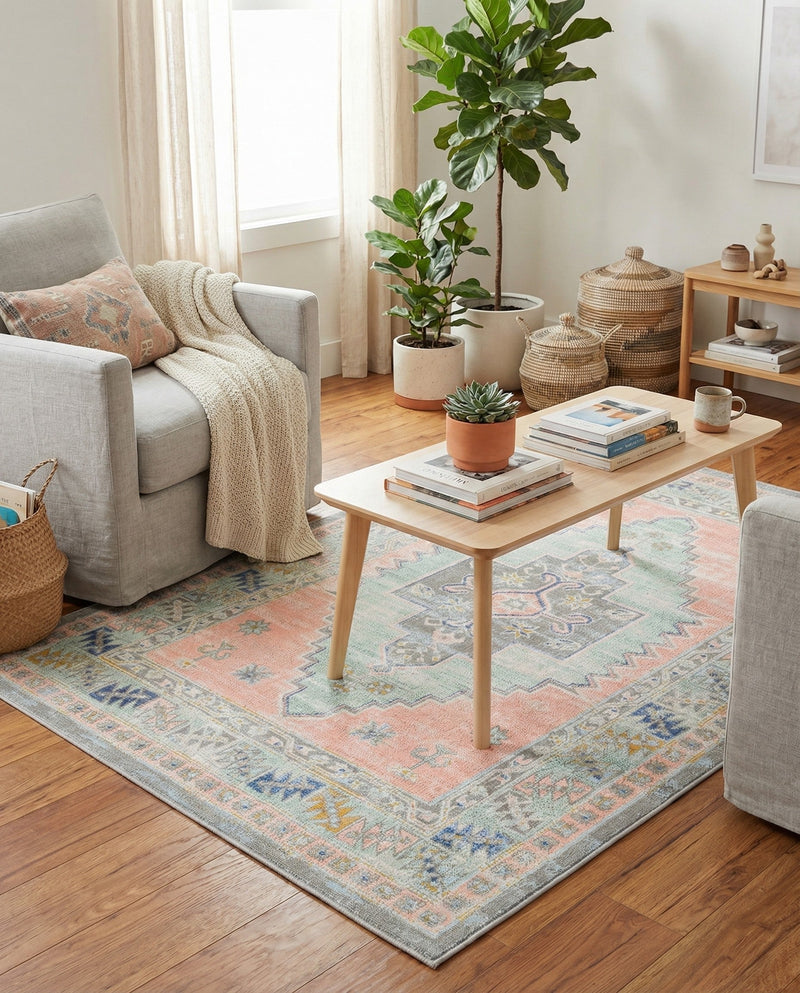 Savannah Series Collection Area Rug -  Augusta (Pink) Rectangle Pink  lifestyle 15