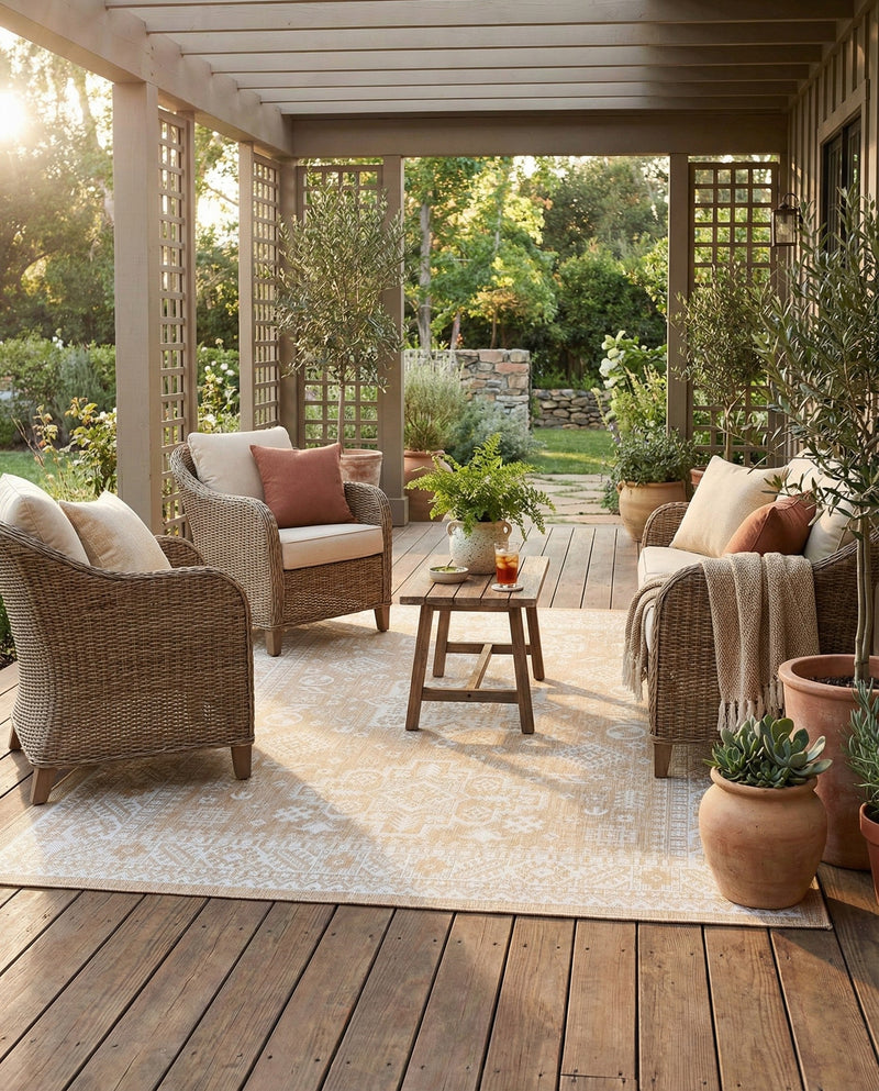 Tribal Terrace Treasures Collection Area Rug -  Incan Isle (Natural) Rectangle Natural  lifestyle 5