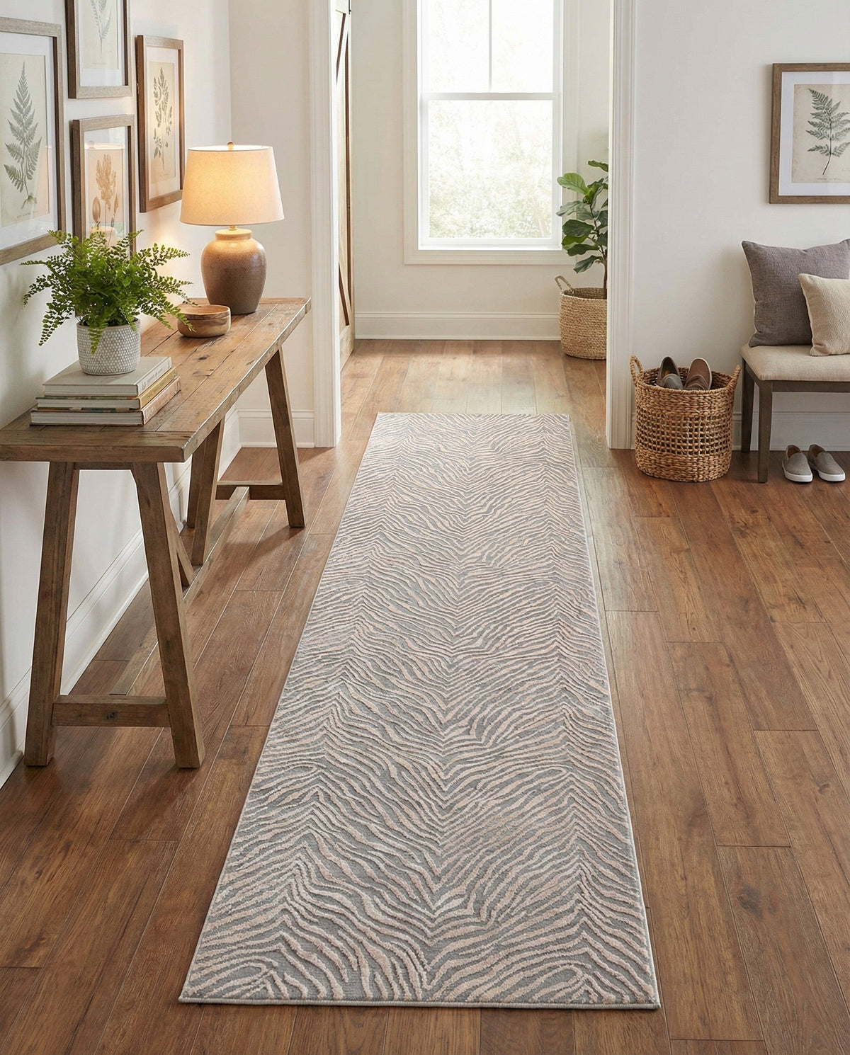 Bloomsbury Elegance Collection Area Rug -  Chelsea Runner Gray and Ivory  lifestyle 175