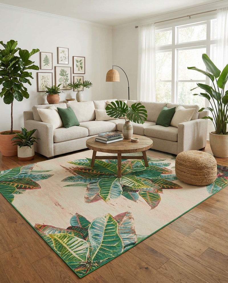 Seaside Blooms Collection Area Rug -  Fern Rectangle Multi  lifestyle 47