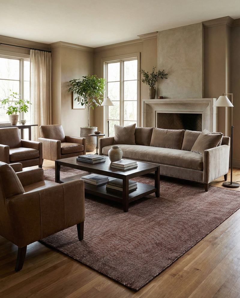 Berkshire Estate Collection Area Rug - Windsor (Mocha Brown) Rectangle Mocha Brown  lifestyle 8