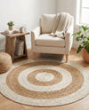 Woven Seaside Jute Collection Area Rug - Nautilus Round White Natural  lifestyle 28