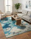 Urban Terrace Collection Area Rug -  Gazebo Rectangle Blue and Ivory  lifestyle 9