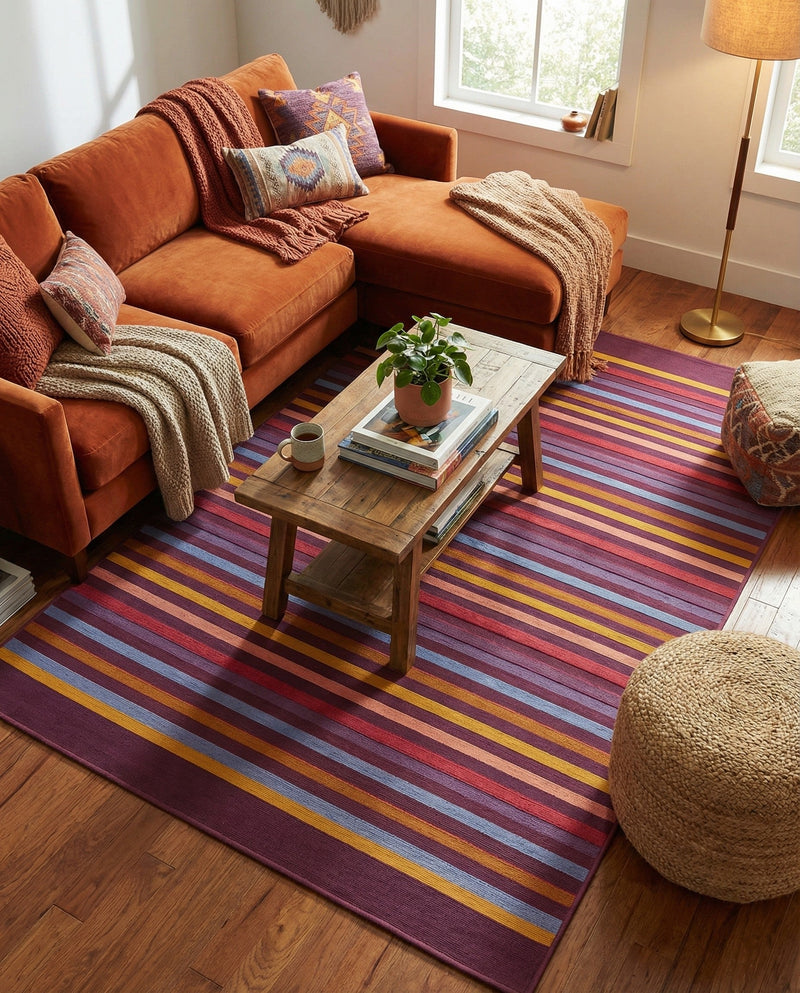 Seaside Stripes Collection Area Rug - Azul Rectangle Multi  lifestyle 33