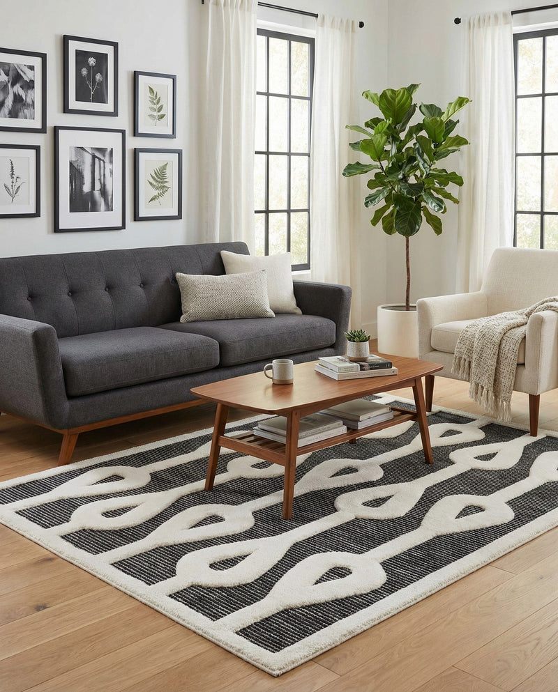 Monochrome Collection Area Rug -  Marble Rectangle Gray  lifestyle 22