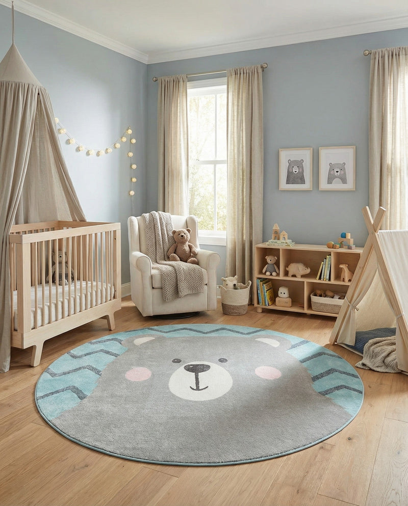 Wonder Tykes Collection Area Rug -  Whirlwind Round Blue  lifestyle 10