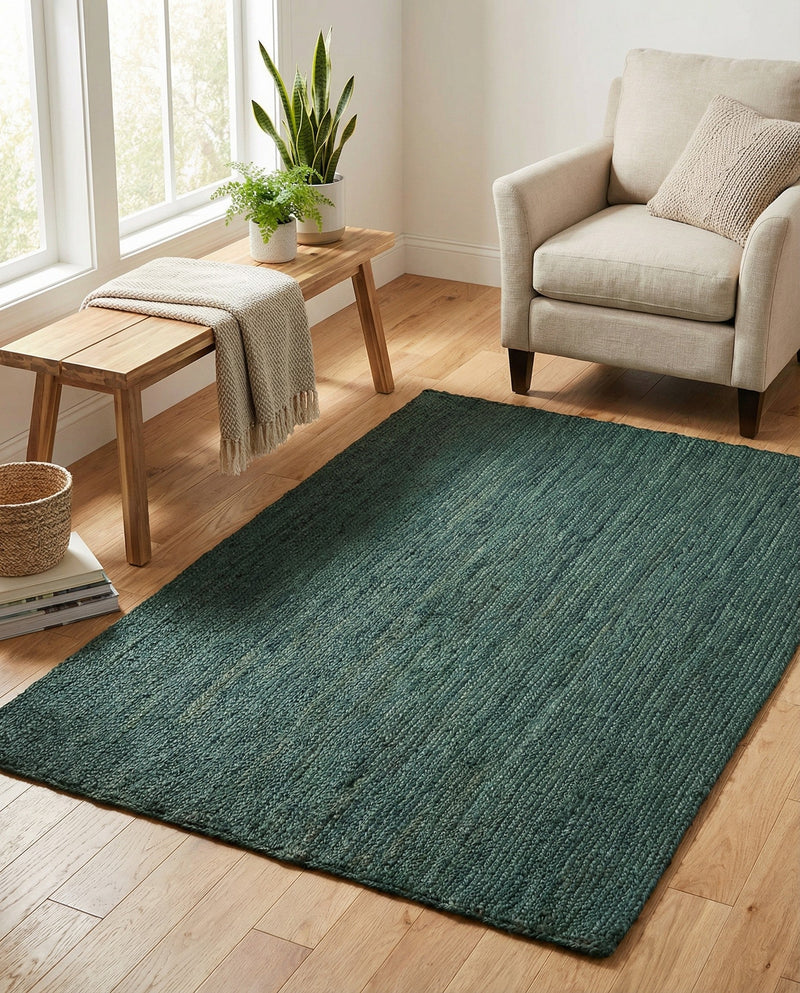 Woven Seaside Jute Collection Area Rug - Martha's Rectangle Green  lifestyle 11