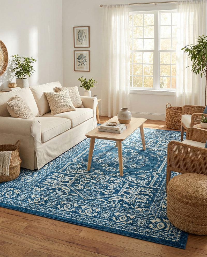 Charleston Elegance Collection Area Rug - Harborview Rectangle Blue  lifestyle 46