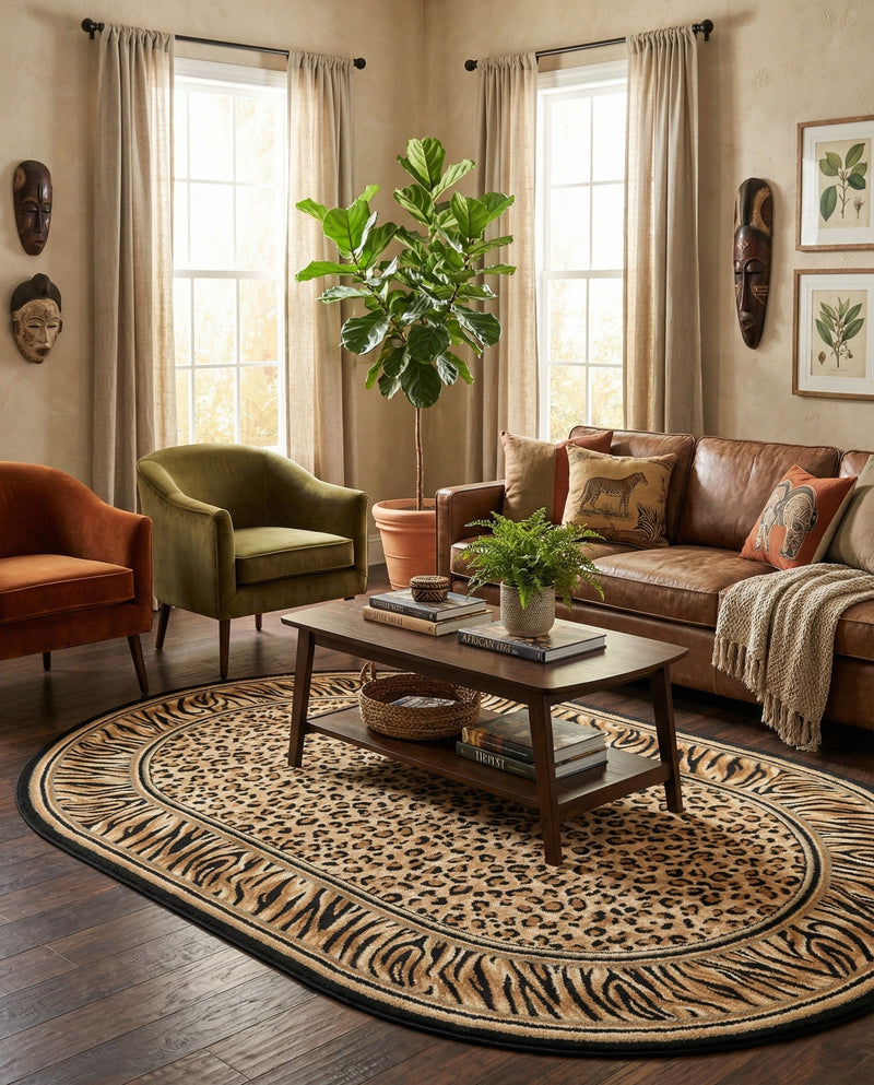 Savannah Sojourn Collection Area Rug -  Chobe Oval Light Brown  lifestyle 51